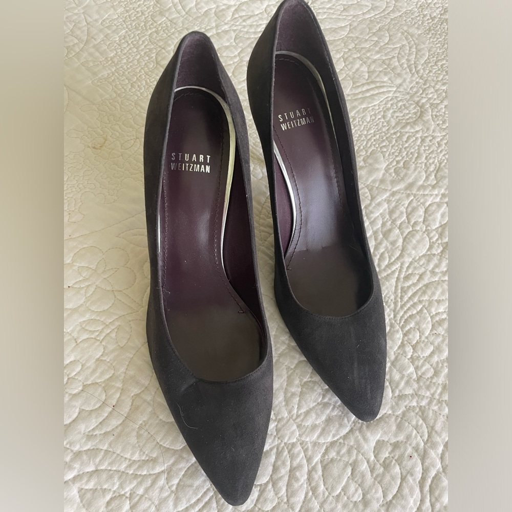 Black suede Stuart Weitzman pumps